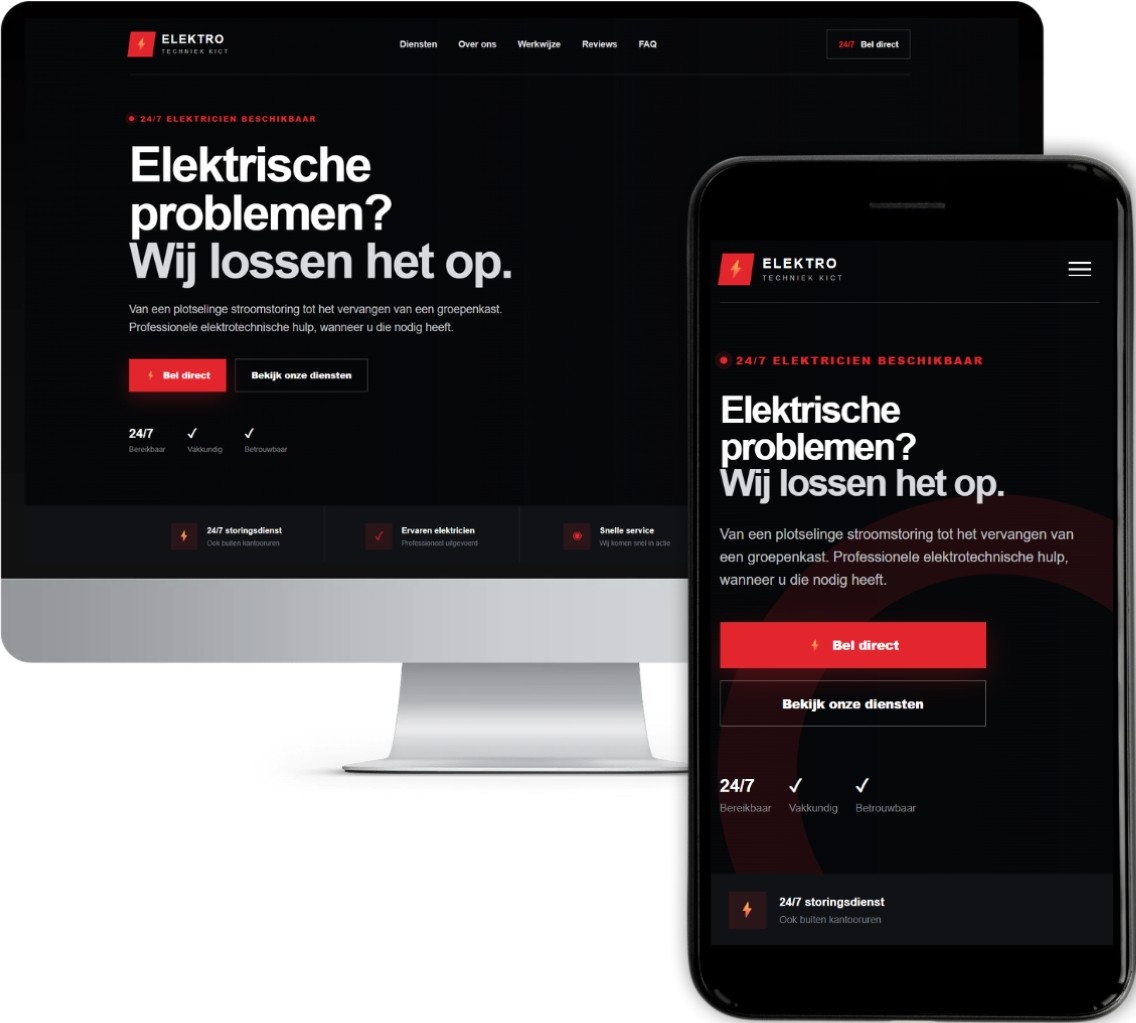 Voorbeeldwebsite voor een elektricien