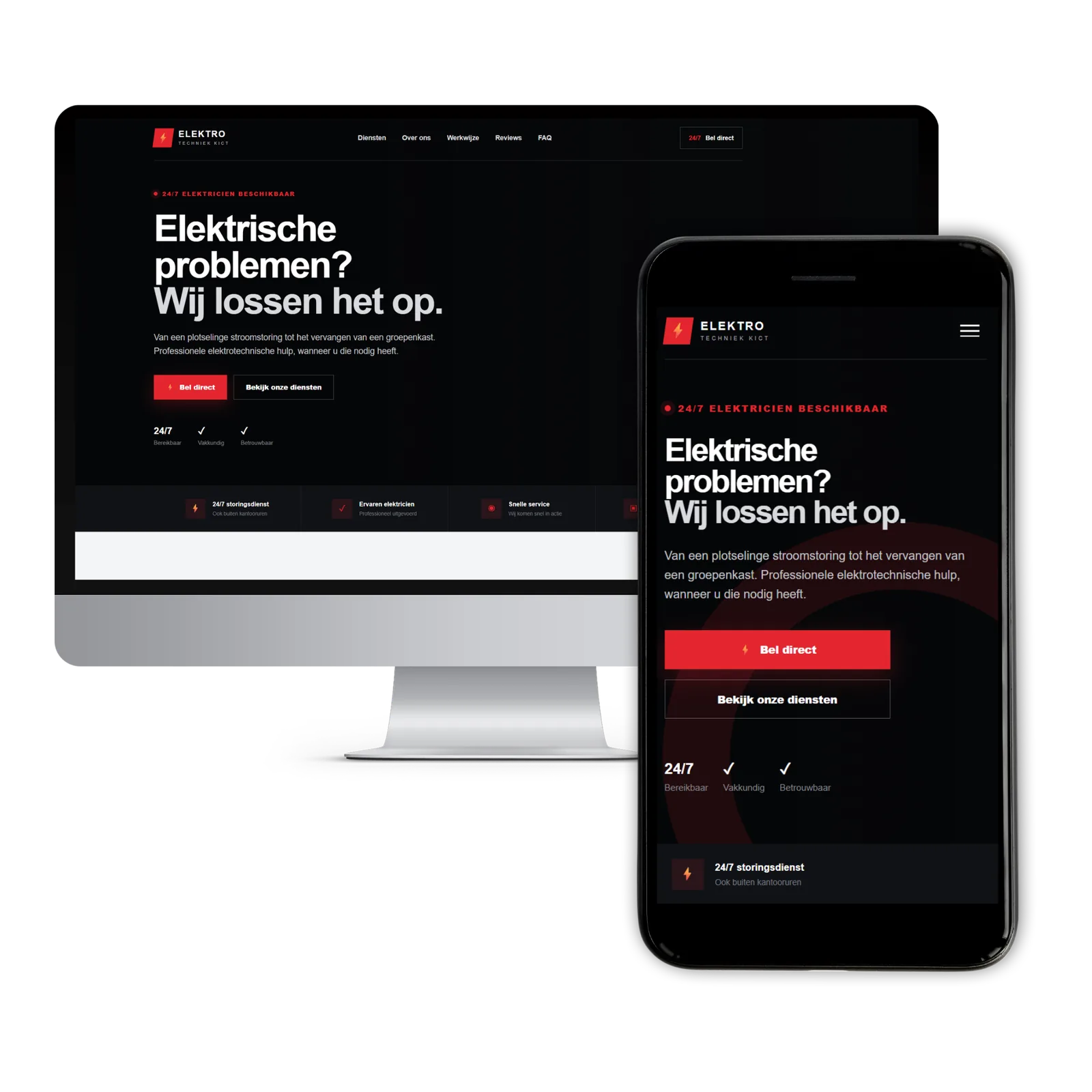 Voorbeeldwebsite voor een elektricien