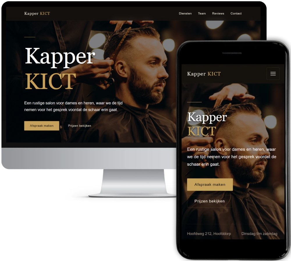 Voorbeeldwebsite voor een kapper