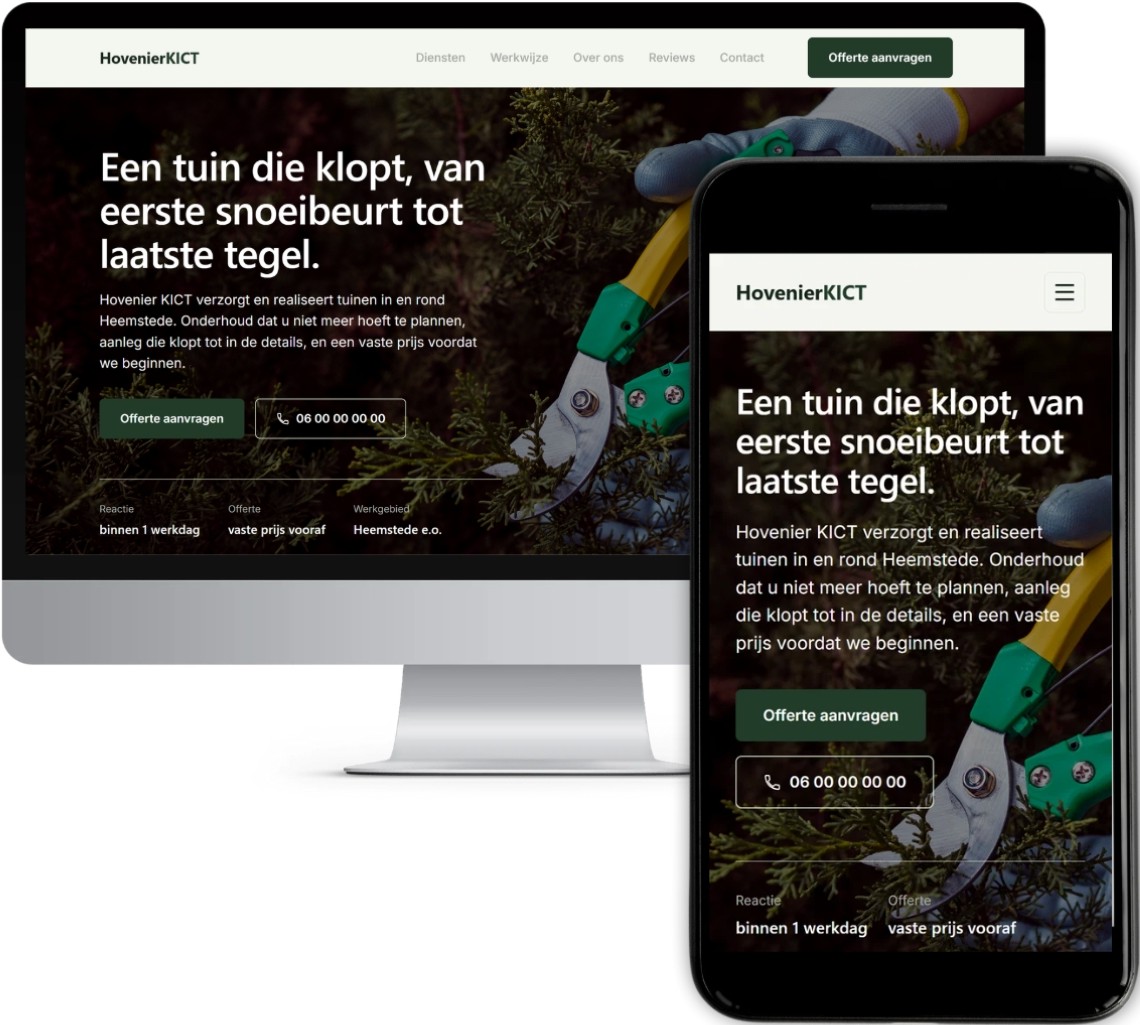 Voorbeeldwebsite voor een hovenier