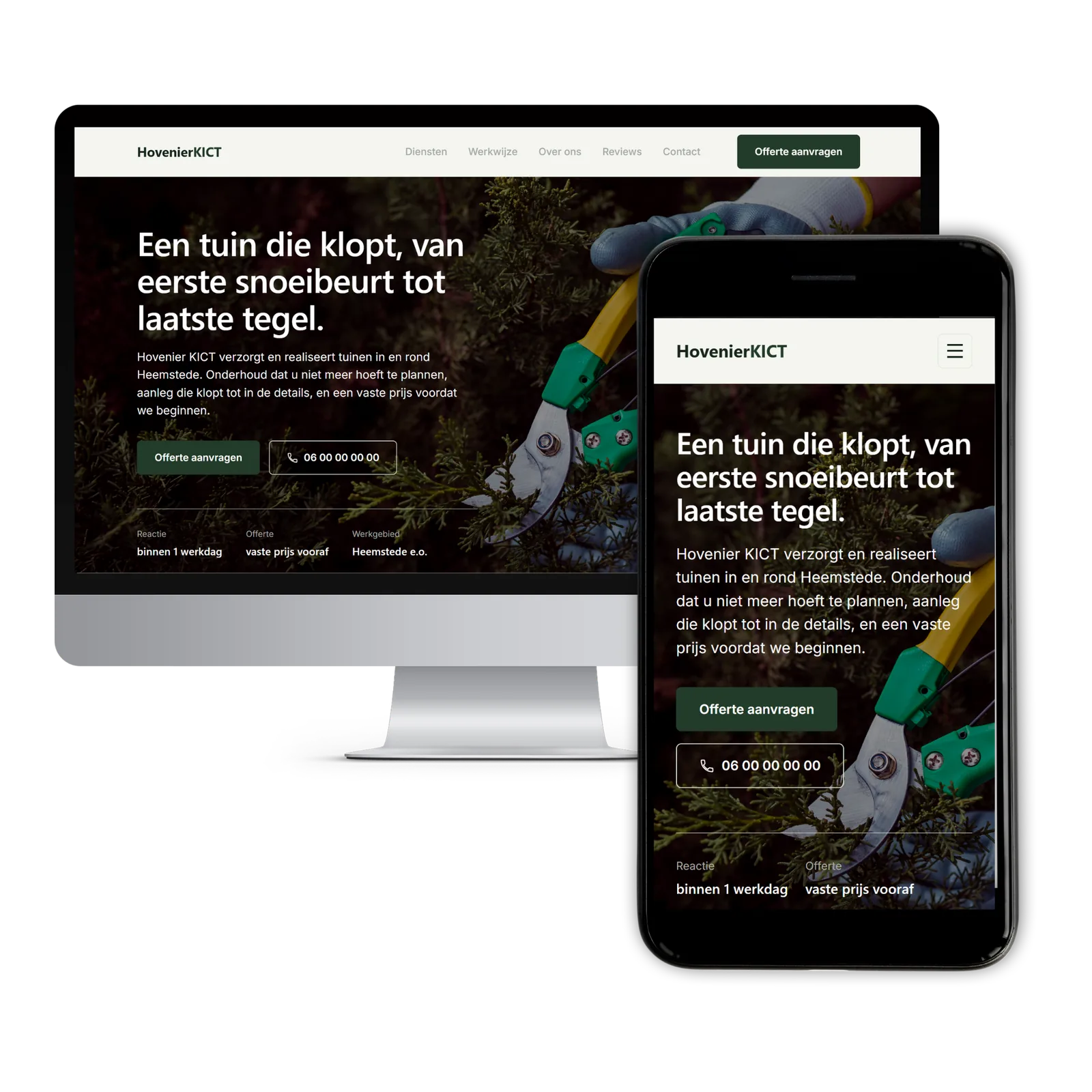 Voorbeeldwebsite voor een hovenier