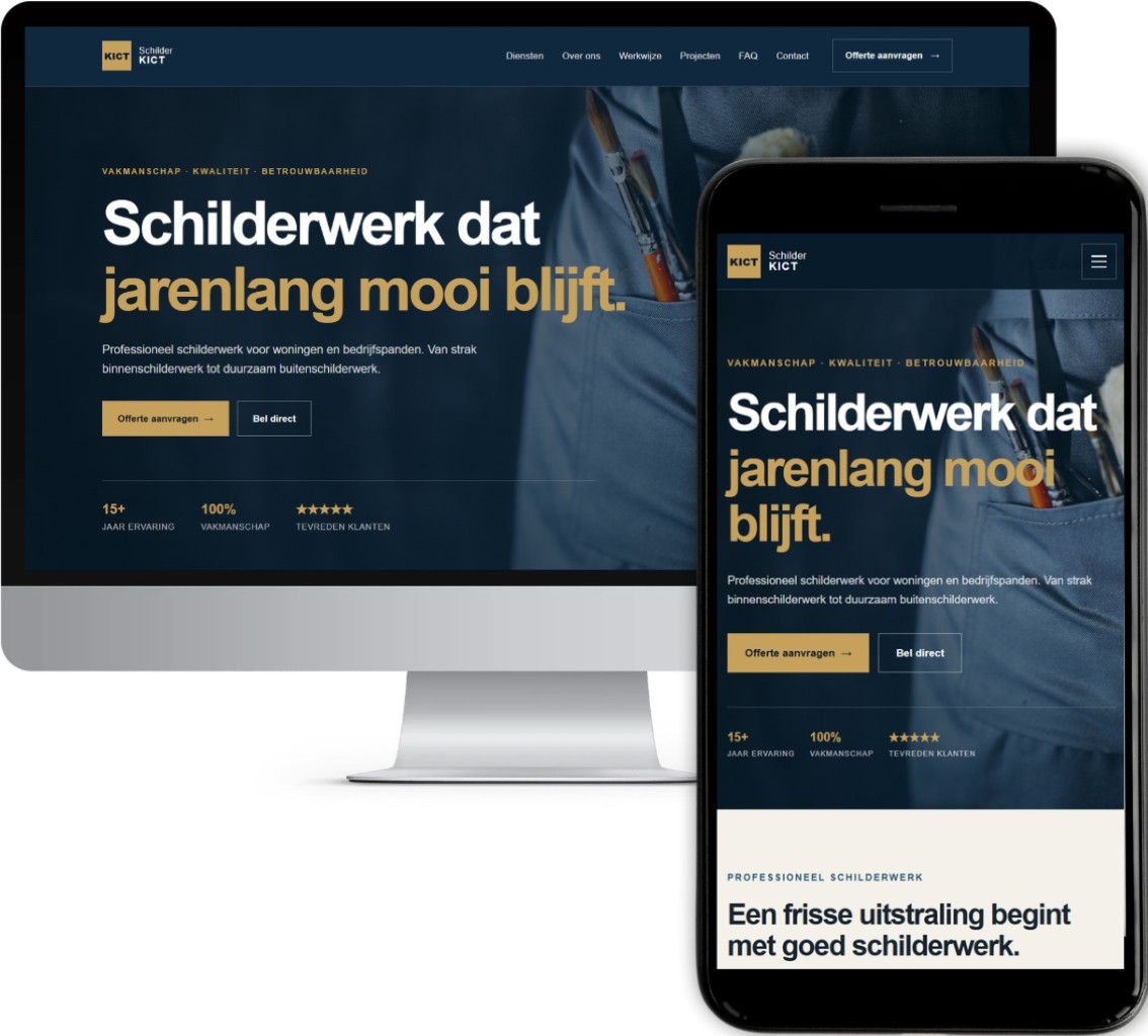 Voorbeeldwebsite voor een schilder