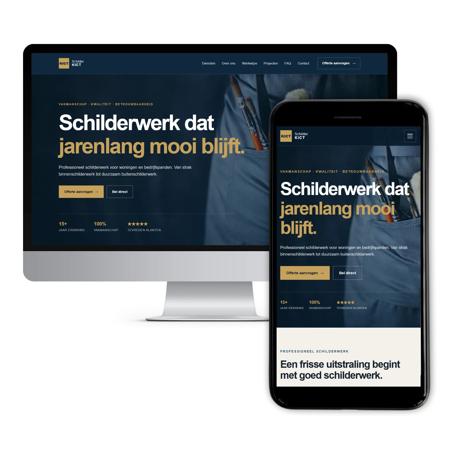 Voorbeeldwebsite voor een schilder