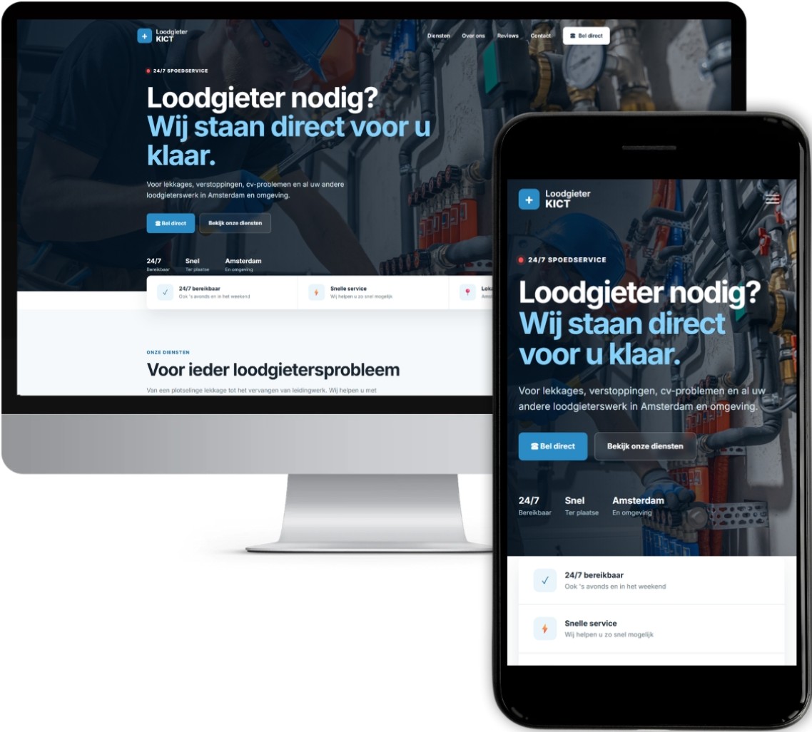 Voorbeeldwebsite voor een loodgieter