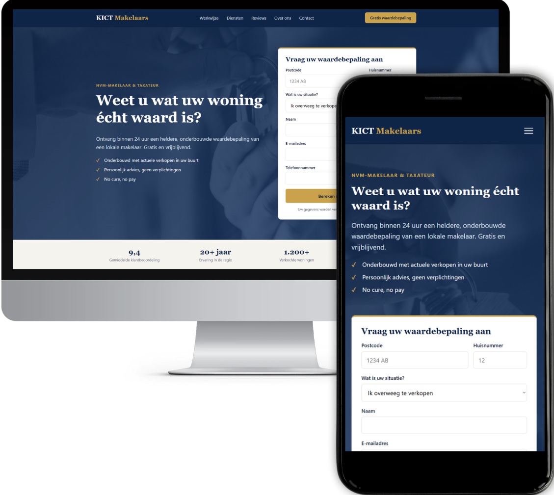 Voorbeeldwebsite voor een makelaar