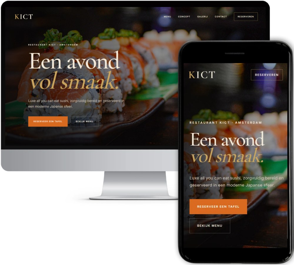 Voorbeeldwebsite voor een restaurant