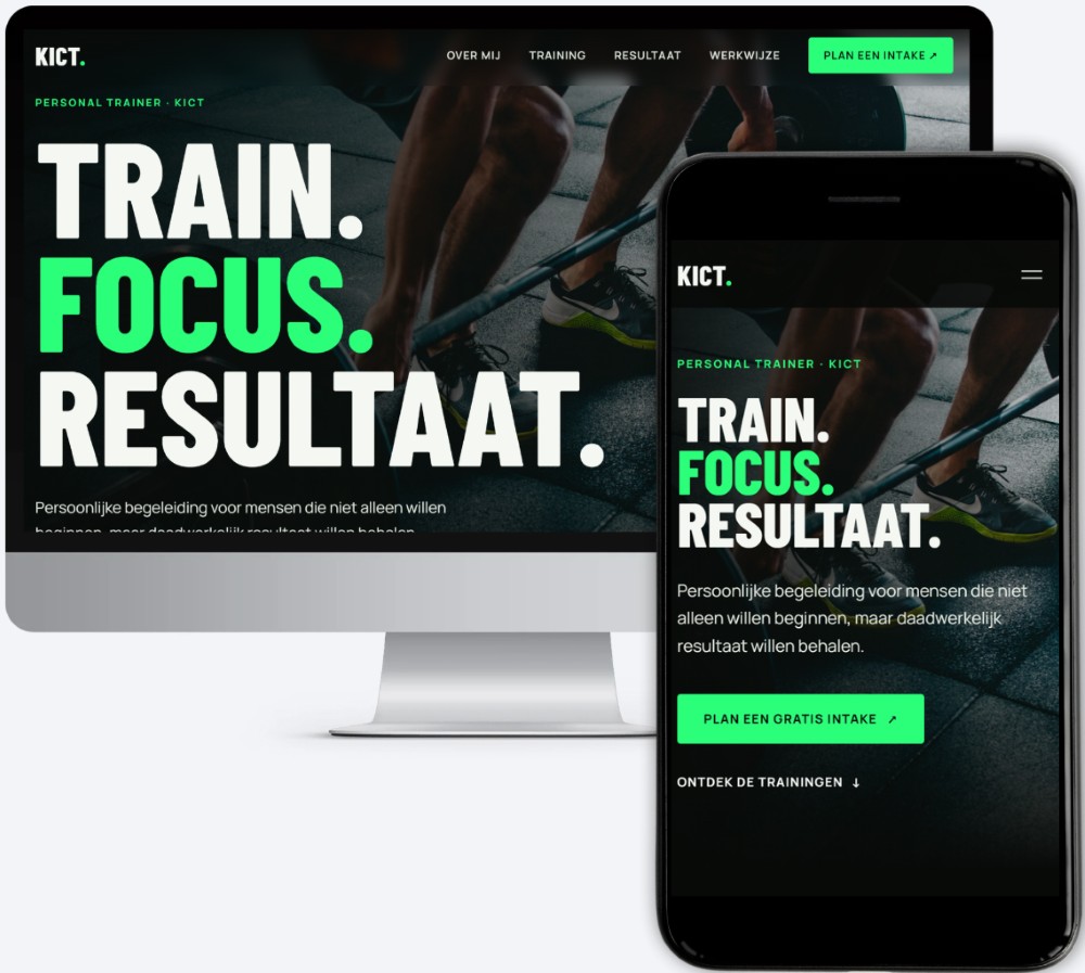 Voorbeeldwebsite voor een personal trainer